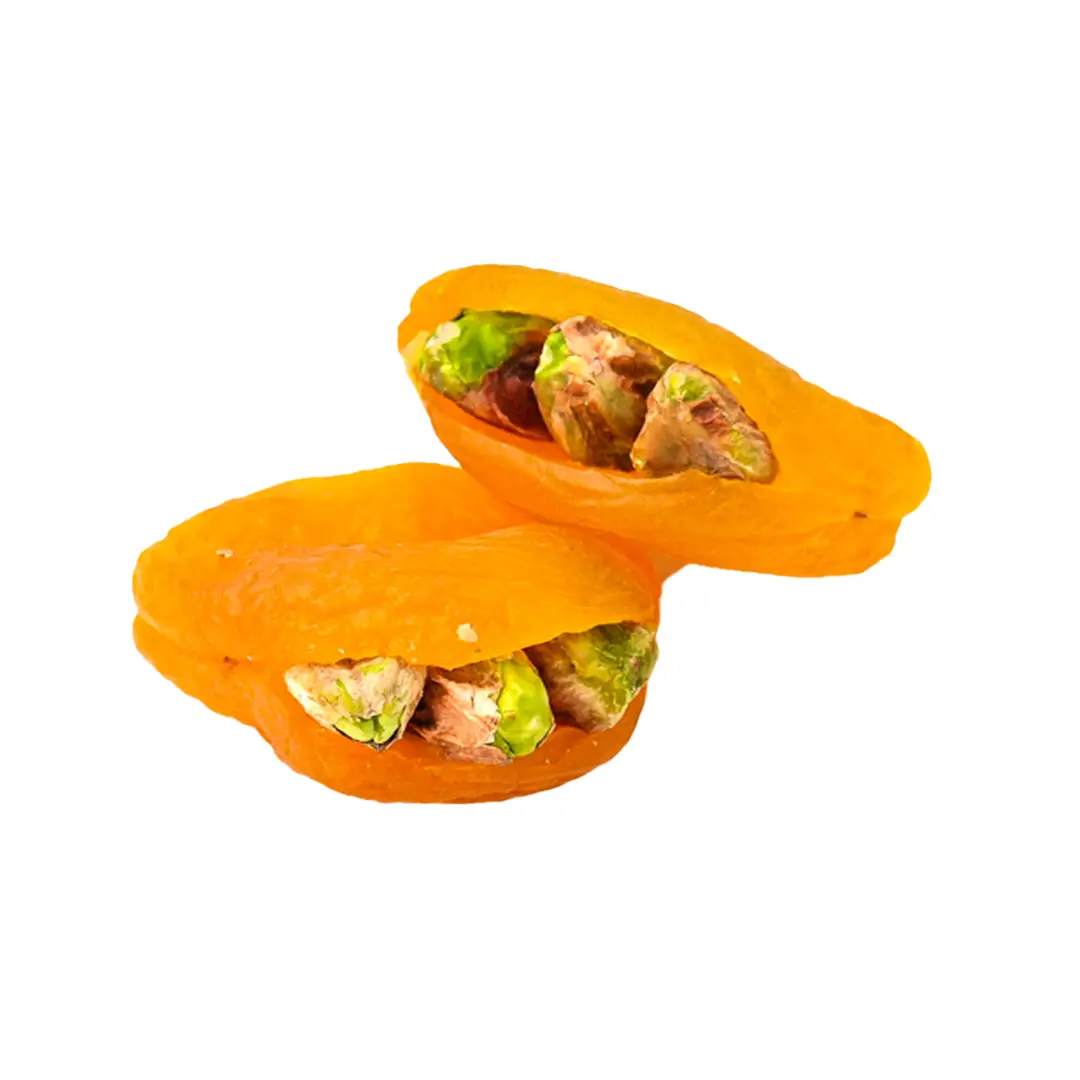 Dried apricots stuffed with pistachios