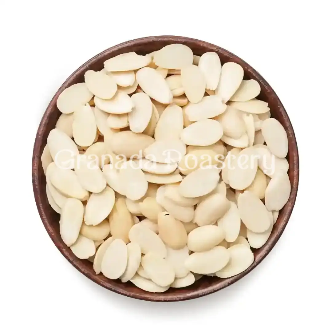 White peeled almonds, half a piece