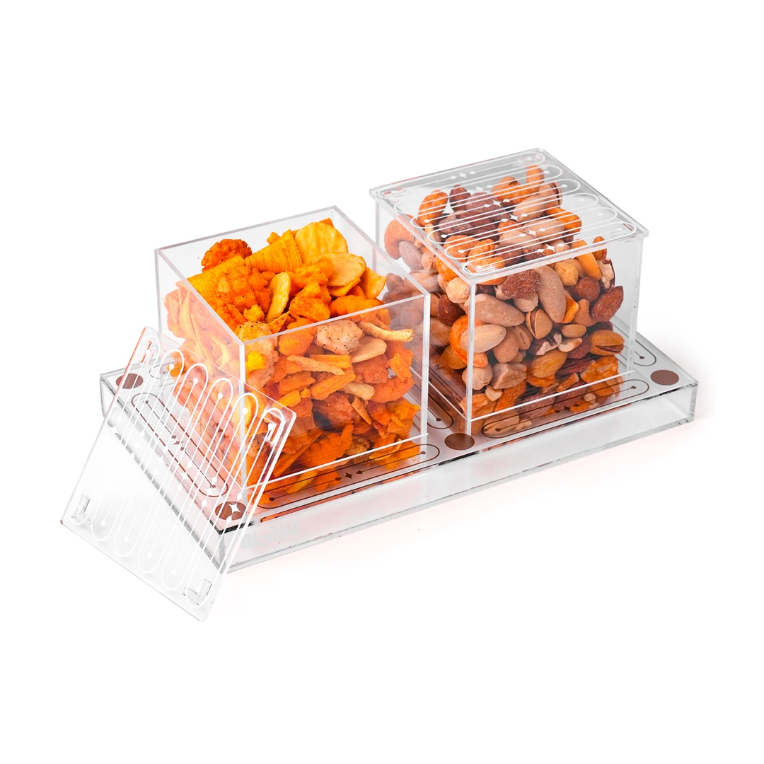 [1332] Acrylic box of nuts and crackers