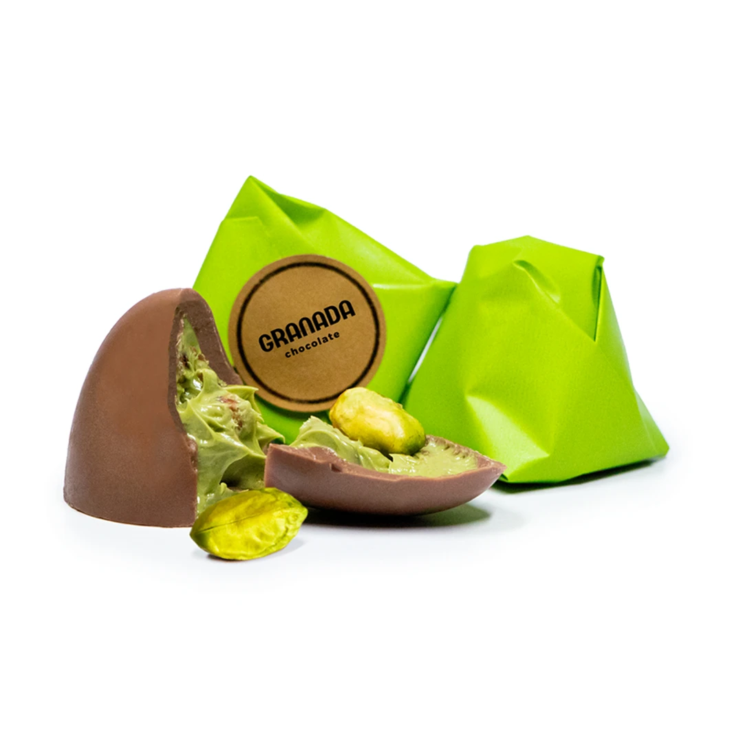 Chocolate with cream and pistachios