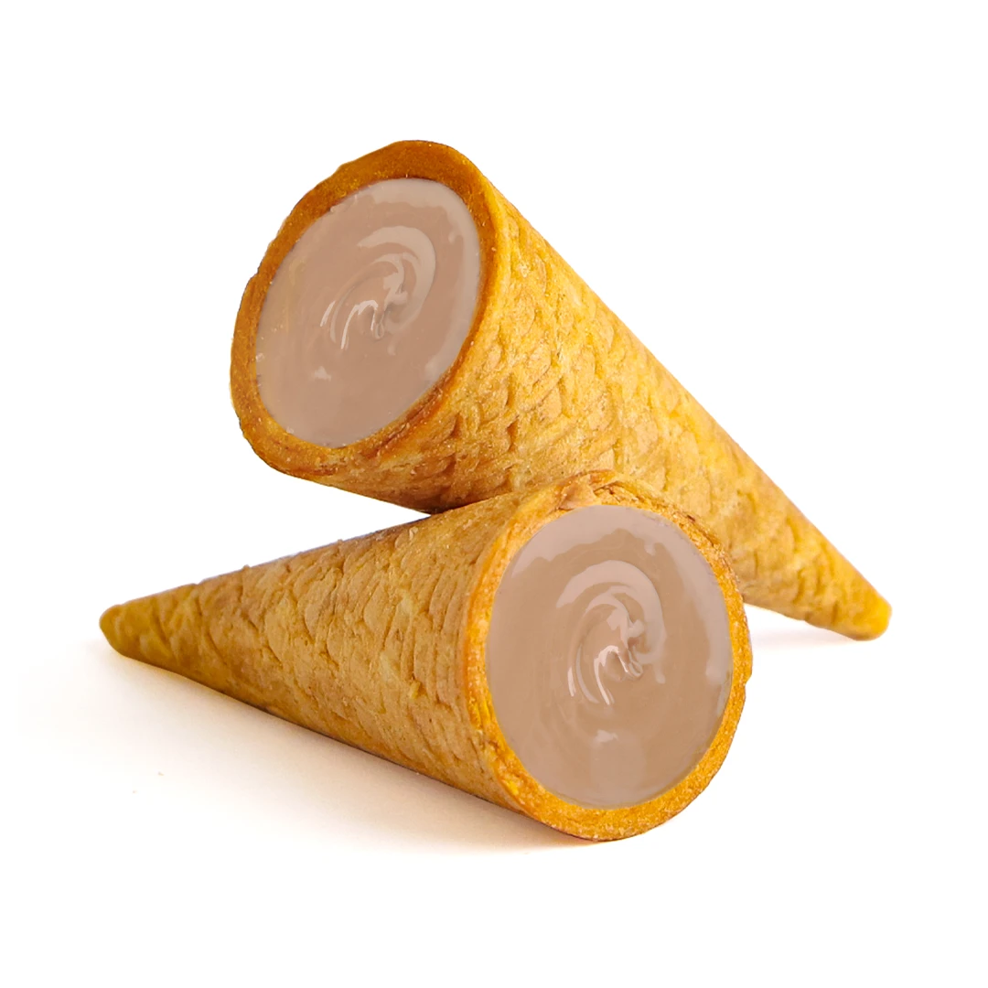 Wafer cone stuffed with lotus cream