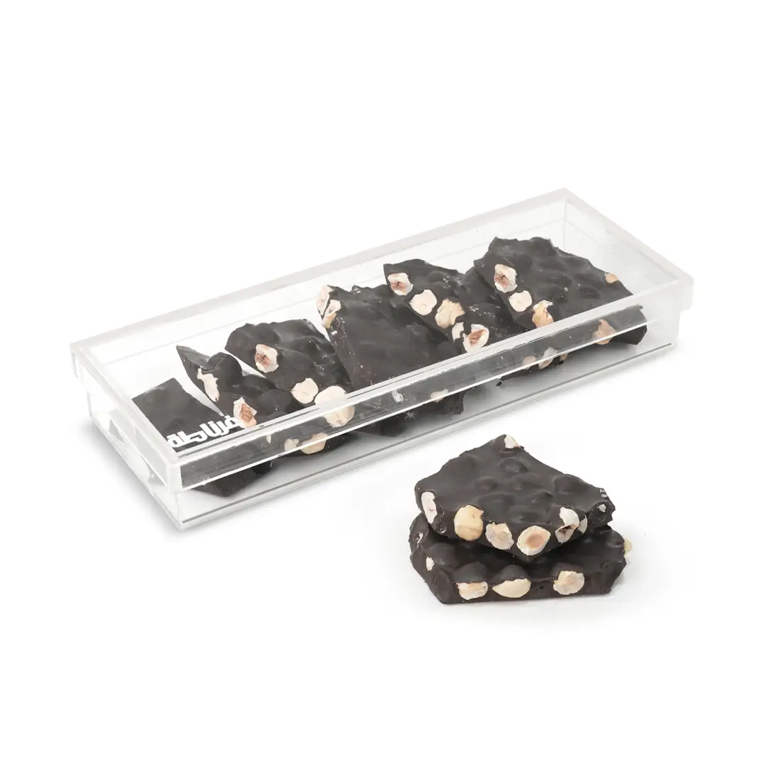 Dark chocolate bites with hazelnut box