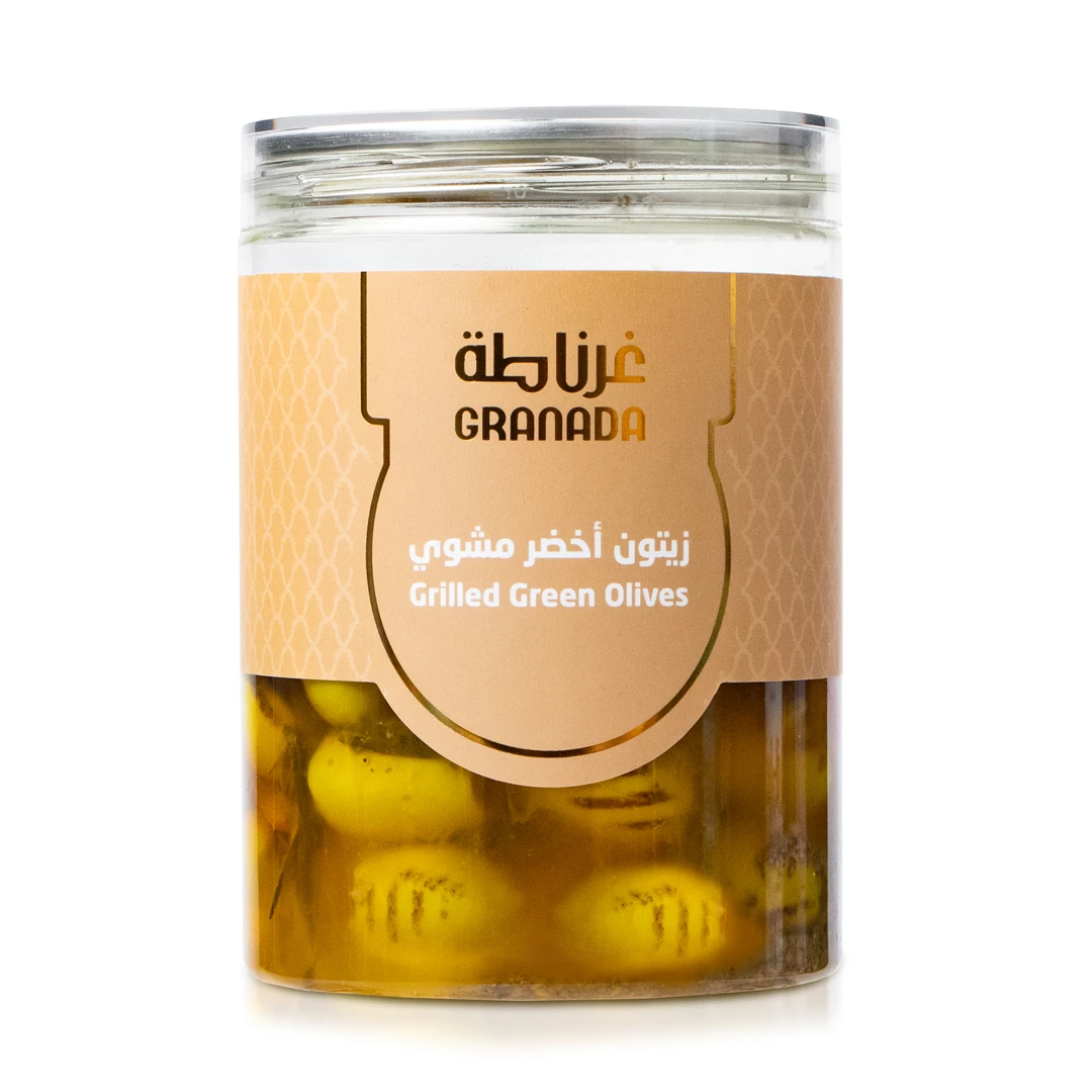 Grilled green olives