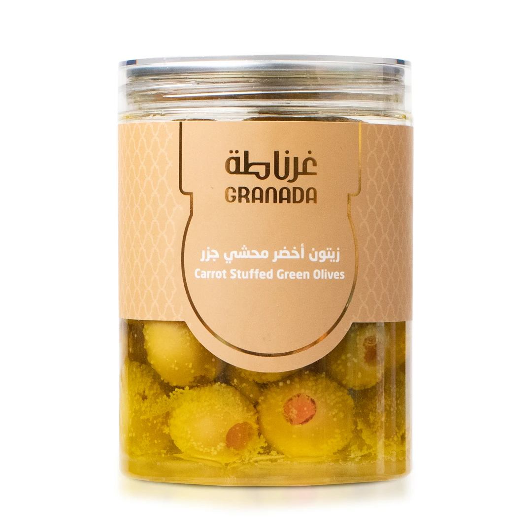 Green olives stuffed with carrots