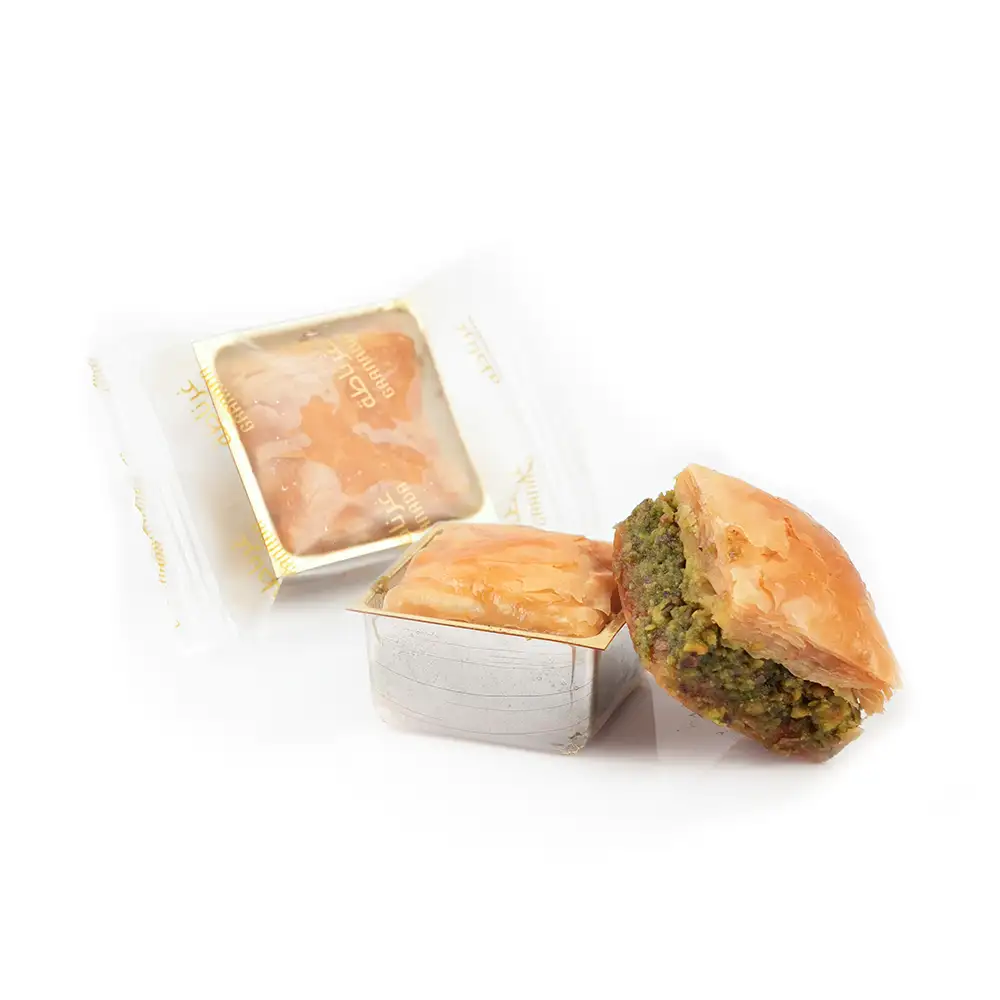 Square baklava with pistachios