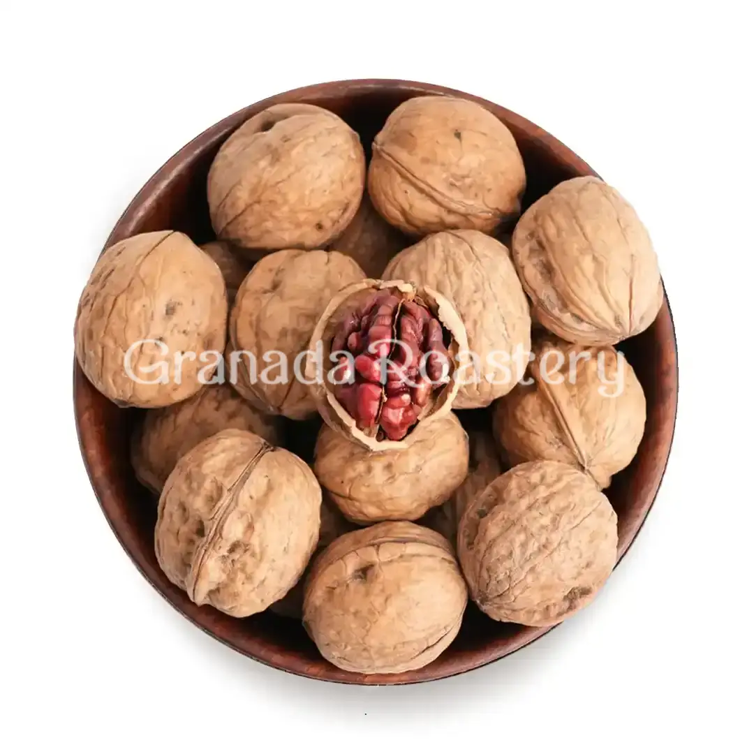 Red walnuts with peel