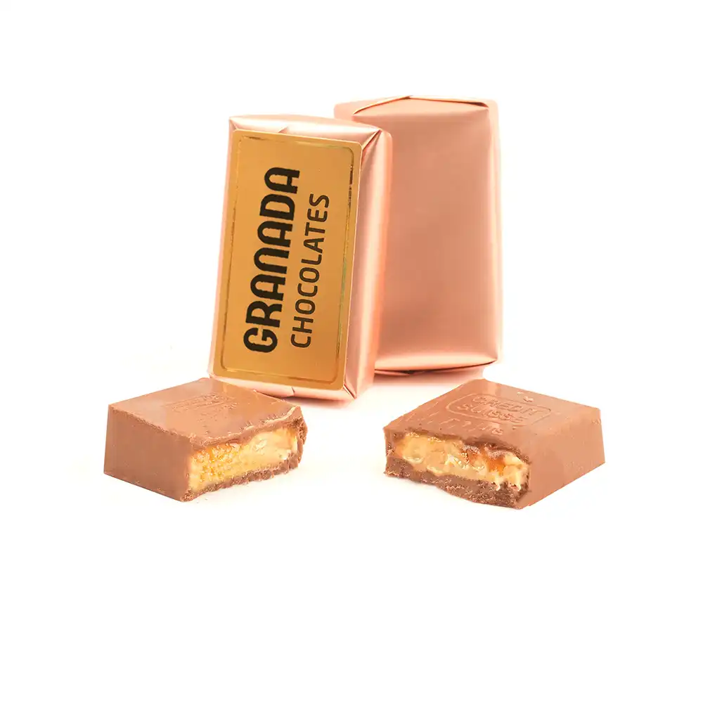 Rectangular chocolate stuffed with Snickers